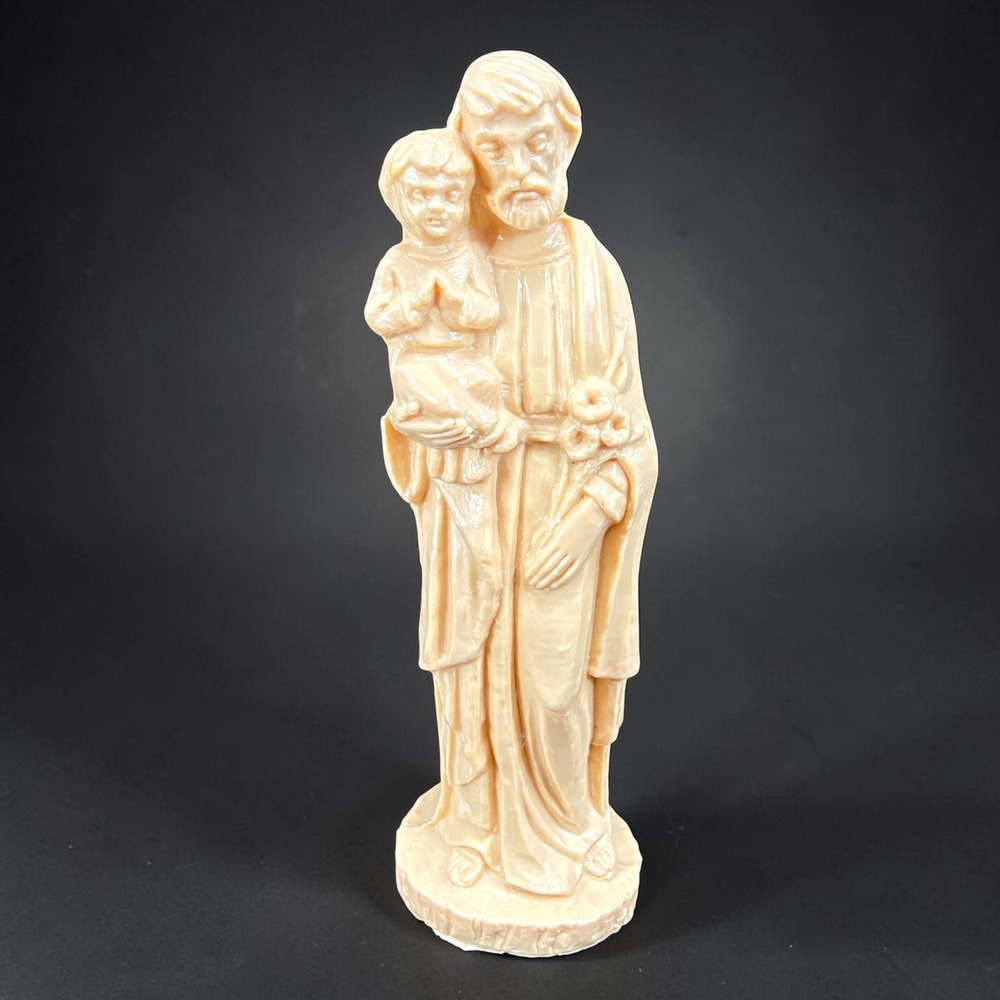 Vintage Saint Joseph and Child Jesus Plastic Statue 6 Inch Italy Religious Decor
